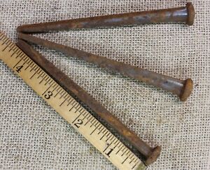 4 1/2” Spikes Square Nails 3 Old Vintage Common L Dimple Rosehead Crucifixion