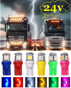 24v ✅ White Green Red Blue LED Bulbs 507 ✅ Mercedes MAN DAF Scania Volvo HGV BUS - Picture 1 of 10