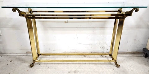 Vintage Console Table Glass & Brass Cover