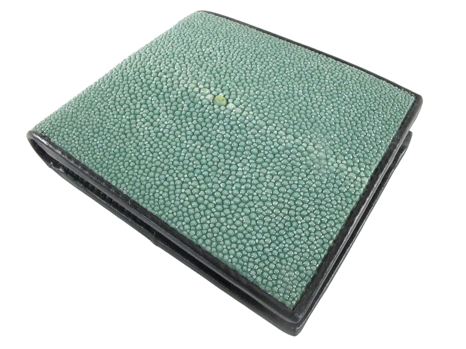Carteira Bifold Pelgio Couro Genuíno Stingray Shagreen Pele (Natural, Preta) - Imagem 1 de 4