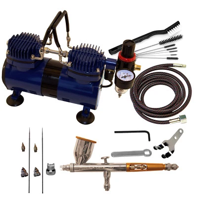 PAASCHE AIRBRUSH Paasche DA400R 1/4 HP Airbrush Compressor w/ TG-3AS Gravity Feed Airbrush Set