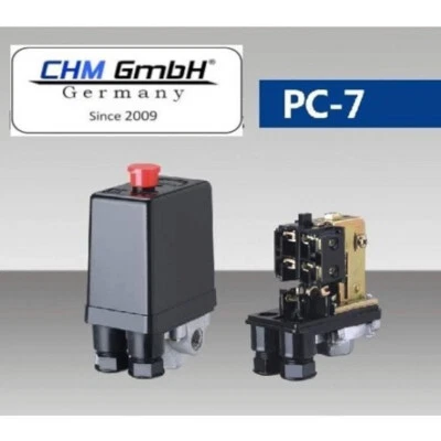 CHM GMBH Druckschalter 230V Druckwächter Kompressor Luftkompressor 12A 1,4-12 Bar