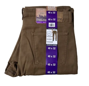 Weatherproof Vintage Mens Bonded Fleece Lined Stretch Canvas Pants Brown 40x32 - Picture 1 of 5