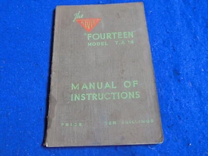 Original Alvis Fourteen Model T.A.14 Owners Handbook TA 14 Instruction Manual - Picture 1 of 9