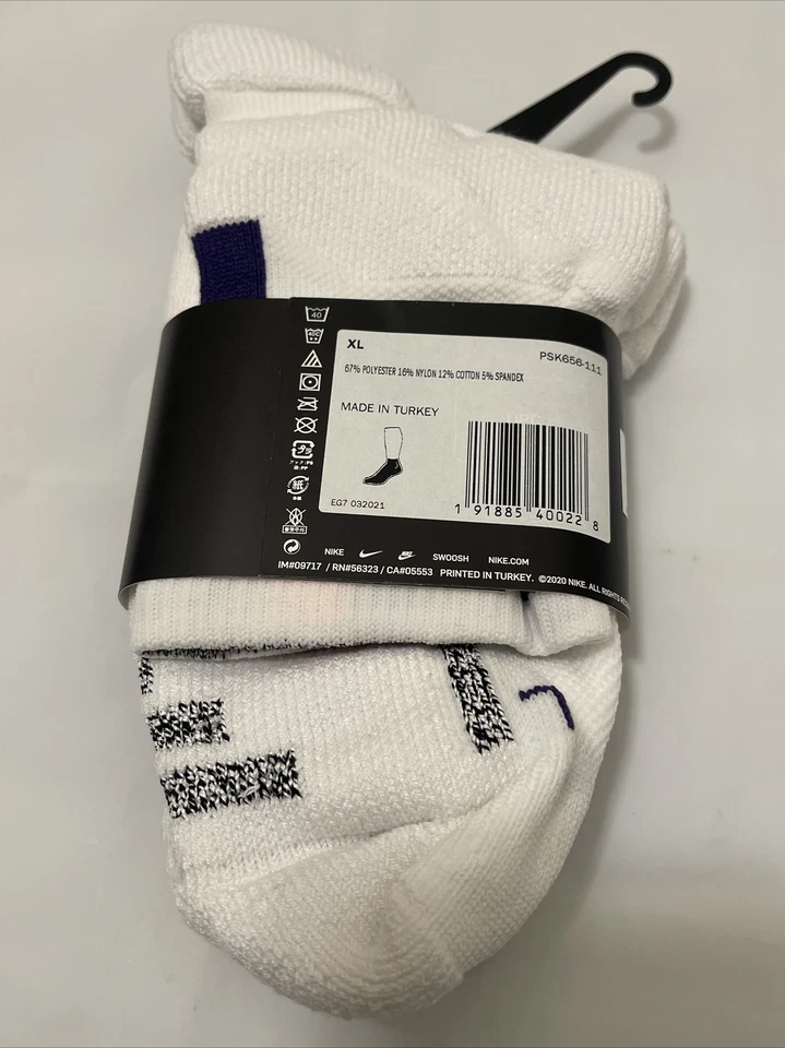 Nike NBA Authentic Socks Quip Grip Size XL White. Ankle Length PSK656-111. S57 - Image 1 of 4