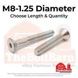 Tornillos de cabeza plana de acero inoxidable M8-1,25 A4-70 (elige longitud y cantidad) - Imagen 1 de 13