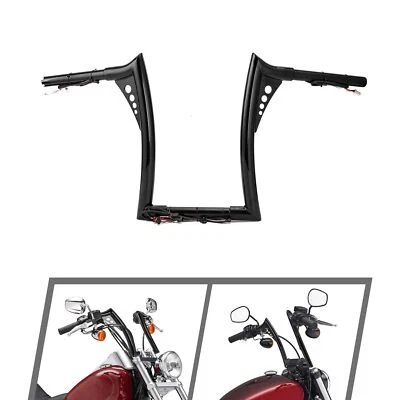 Manillar Fat Bar 12" precableado 1,25" para Harley Sportster 883 1200 Dyna Softail Foto 1 de 4