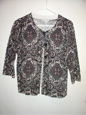 Womens MERCER STREET STUDIO Cardigan Sweater FITS MED 3-Button Front 3/4 Sleeves - Image 1 of 4