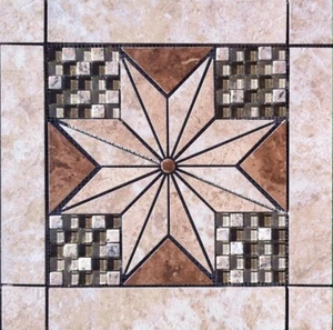 15 3/8" Tile Medallion - Daltile's Heathland tile series, glass - Picture 1 of 3