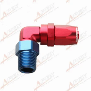 8AN AN-8 To 1/2" NPT 90 Degree Swivel Hose End Fitting Adaptor Red/Blue - Picture 1 of 7