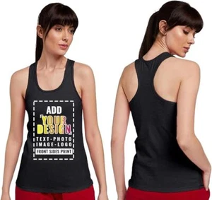 Womens Custom Personalized Racerback Tank Top Custom Text Logo Name Gift Photo - Picture 1 of 15