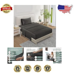Elegant Charcoal Twin XL Sheet Set - 800TC Egyptian Cotton for Ultimate Comfort - Picture 1 of 9