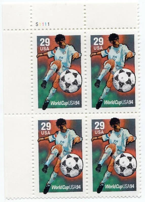 Scott #2834 Soccer (World Cup) Plate Block of 4 Stamps - MNH - Image 1 of 2