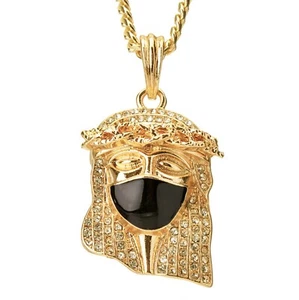 Hip Hop Mask Crown Jesus Pendant 20" Cuban Chain Necklace MMP 93 - Bild 1 von 7