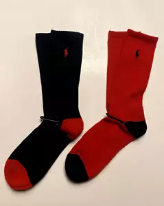 Polo Ralph Lauren Crew-Socken für Herren, Baumwollmischung, Farbe: rot, schwarz; 2 Paar - Bild 1 von 5