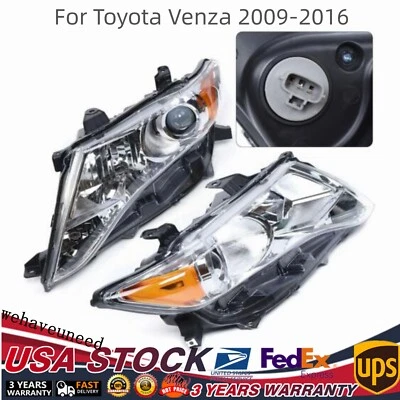 Pair For Toyota Venza Headlight Headlamp Front Head Light Halogen Lamp 2009-2016 Foto 1 de 4