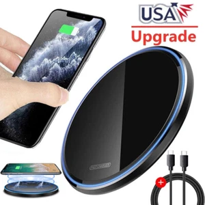 2024 Wireless Fast Charger Charging Pad Dock For Samsung iPhone Android Phone US - Picture 1 of 17