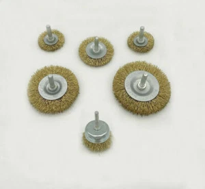 Brass Steel Copper Wire Brush Wheel Flat Or Cup 6mm Shank For Rust Paint Removal - Picture 1 of 11
