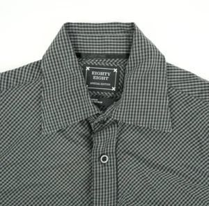 Eighty Eight Mens Shirt S Special Edition Button Black Gray Plaid - Picture 1 of 13