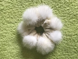 TASHA BEIGE MINK BALLS PONYTAIL HOLDER HAIR ACCESSORIES - Picture 1 of 3
