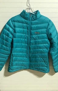 Marmot 700 Fill Turquoise/Orange Goose Down Puffer Jacket Women's XL - Picture 1 of 11