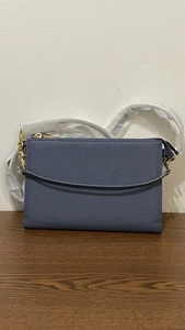 Dagne Dover Essentials Coated Canvas Crossbody  Clutch Wallet Ash Blue - Picture 1 of 12