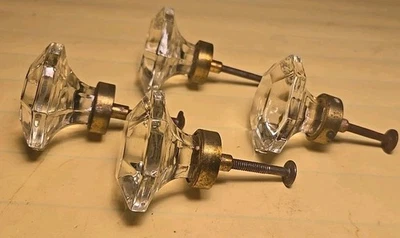 4 asas pequeñas antiguas de vidrio cristal latón 1-5/8 de ancho Foto 1 de 4