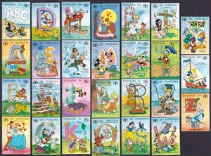SS0555 TANZANIA WALT DISNEY ALFABETO TOPOLINO! SET COMPLETO MNH - Foto 1 di 2