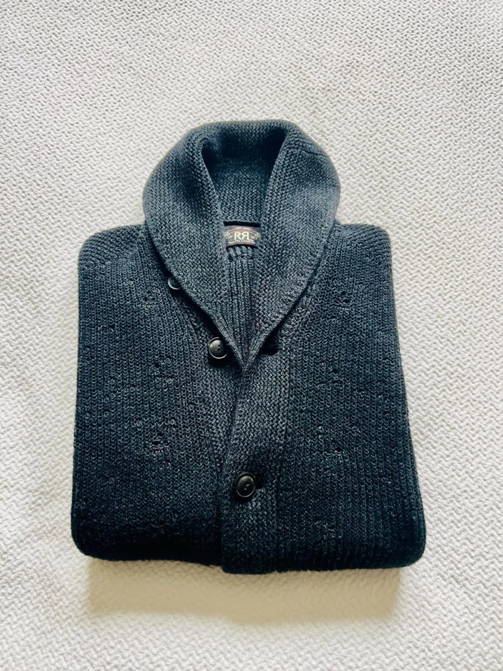 Ralph Lauren RRL Hombre Fábrica Desgastado Cárdigan Suéter Foto 1 de 4