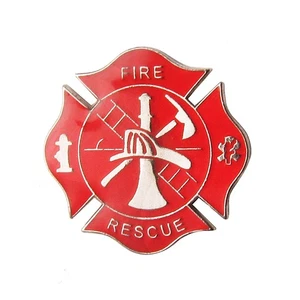 Fire Dept Maltese Cross Firefighter Collar Lapel Scramble Pin Tie Tack FF Gift - Picture 1 of 2