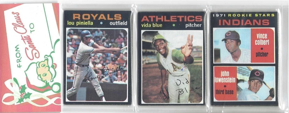 Paquete de 12 tarjetas de béisbol 1971 Topps diseño navideño... azul vida Foto 1 de 1