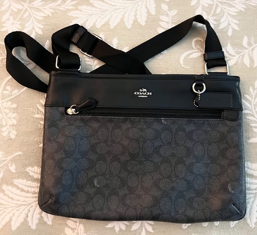 Borsa a tracolla Coach Signature Spencer nera bordo in pelle logo C con dust bag