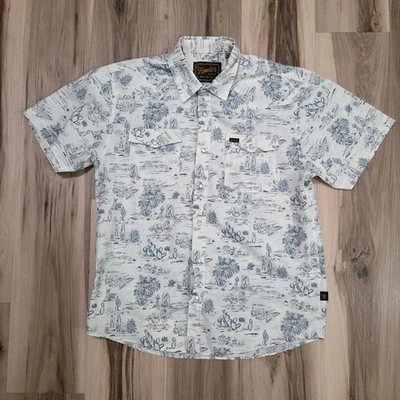 Howler Bros Shirt Mens Medium White Western H Bar B Western Pearl Snap - Image 1 of 4