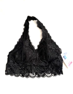 Justice Girls Oh So Soft Lace Halter Bralette Black - Picture 1 of 2