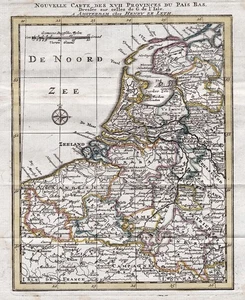 Zeventien Provincien Holland Nederland Niederlande carte map Karte de Leth 1740 - Bild 1 von 1