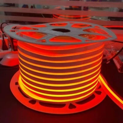 12V Orange Waterproof LED Neon Rope Strip Lights Silicone Tube for Room Sign Car - Image 1 of 4