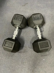 Hexagonal Dumbbells Rubber one pair of 40 lbs brand new - Picture 1 of 1