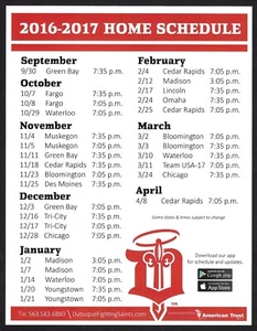RARE VERSION 2016-17 Dubuque Fighting Saints USHL Hockey Schedule !! Amer. Trust - Picture 1 of 1