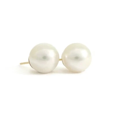 Round Cultured Pearl Stud Earrings 14K Yellow Gold, 9 mm - 9.5 mm - Image 1 of 4