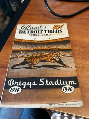 Detroit Tigers Official Score Card 1946 Briggs Stadium Rare - Image 1 of 4