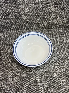 Corelle Vitrelle Bowl White with 3 Navy Blue Stripes 6 1/4" Diameter - Picture 1 of 10