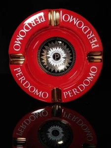 Cenicero grande de cerámica roja y dorada Perdomo 9" de diámetro nuevo en caja - Imagen 1 de 16