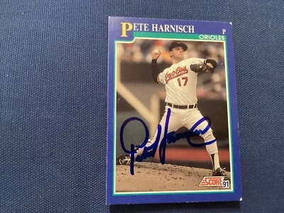 PETE HARNISCH SIGNED, MINT  1991 SCORE CARD # 492 ORIOLES/ FREE POSTAGE!!!! - Image 1 of 4