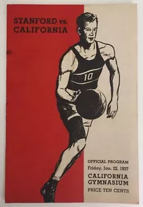 Programa de baloncesto universitario Stanford vs Cal 1937 - Imagen 1 de 1