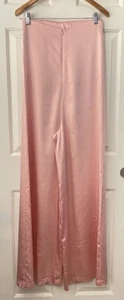 Pantalone donna Zara XS ALTO gamba larga piatto davanti vita alta raso rosa salmone - Foto 1 di 24