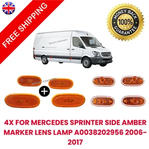 4X FOR MERCEDES SPRINTER SIDE AMBER MARKER LENS LAMP A0038202956 2006-2017 - Picture 1 of 1