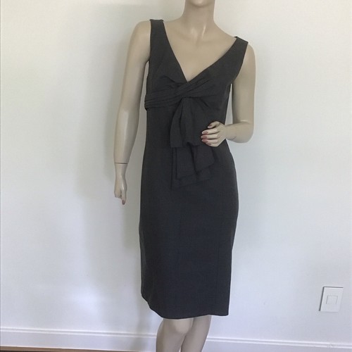 Abito classico rosso Valentino grigio antracite grigio arricciatura anteriore lana elastica guaina 44 8