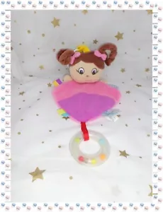⑯ - Doudou Poupée Fille Activités Rose Mauve Beige Grelot Anneaux .. Baby Nat - Bild 1 von 1