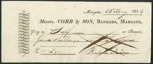 Cobb & Son, Margate, Bearer cheque, used, 181[14] - Picture 1 of 1