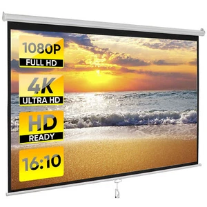 100'' Projector Screen 16:10 4K HD Projector Movies Screen for Home Theater - Picture 1 of 22